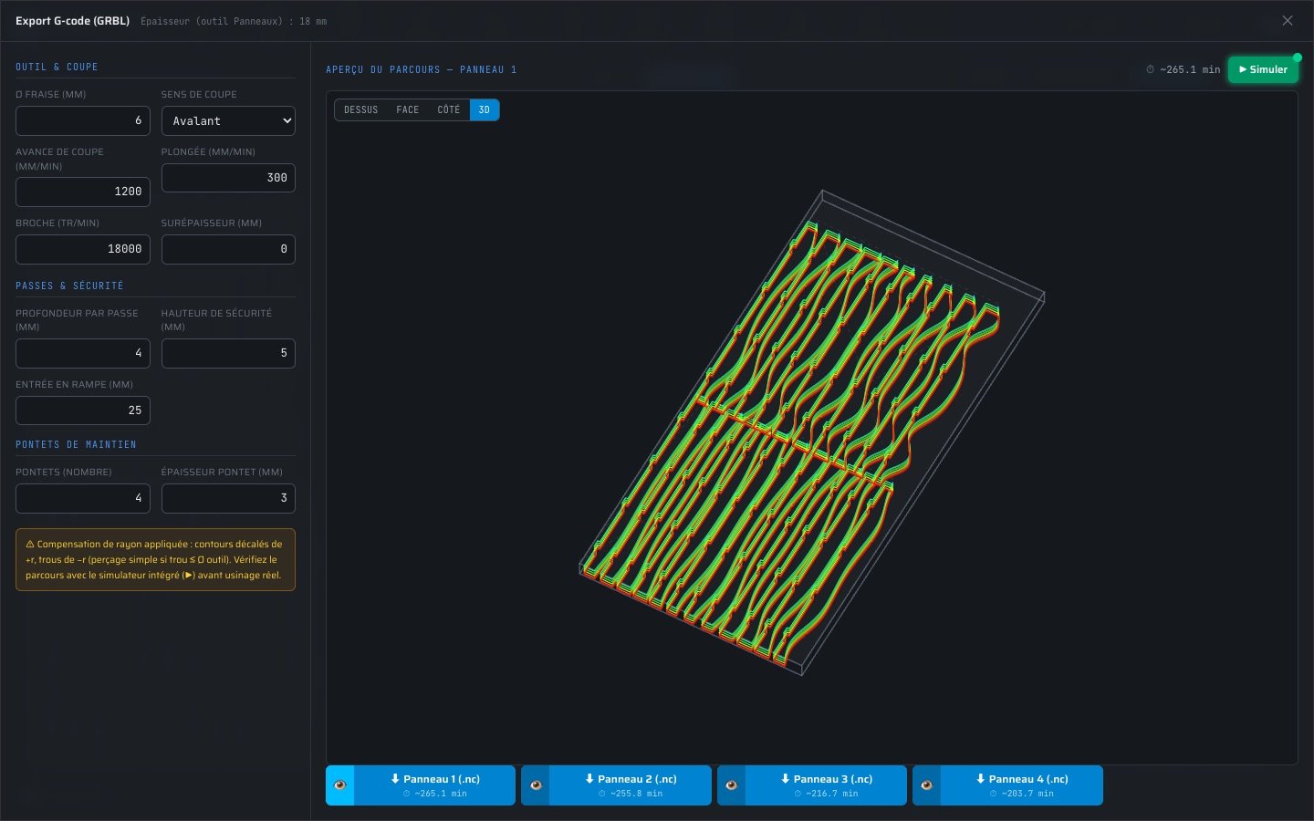 Full-screen G-code workshop with 3D toolpath preview
